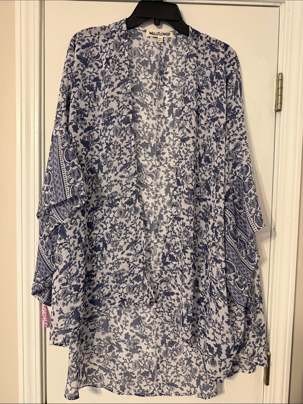 Wallflower Navy and White Floral Sheer Kimono